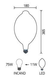 XXL LED filament 11 watts gold DM 180 mm