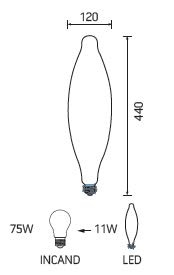 XXL LED filament 11 watts gold DM 120 mm