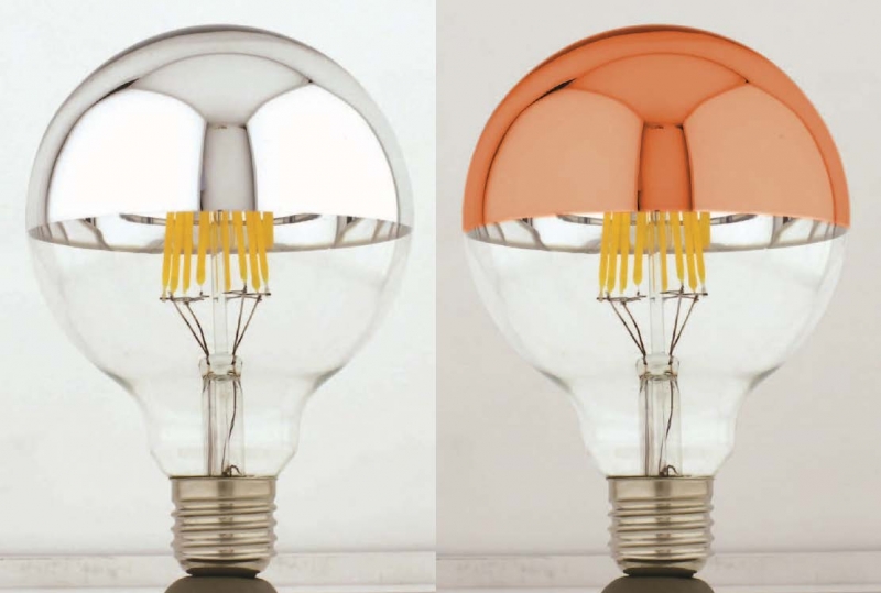 LED filament head mirror silver / copper 7 watts clear DM 95 mm